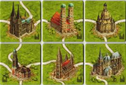 Všech šest kartiček s katedrálami (minirozšíření Německé katedrály)