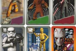 Výběr z karet (edice Star Wars Rebels) – vpravo Černý Petr + rubová strana