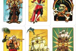 Výběr z karet (edice Piráti) – vpravo Černý Petr + rubová strana