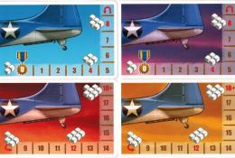 Karty zadních částí všech čtyř amerických letounů (s počítadlem dovednosti)